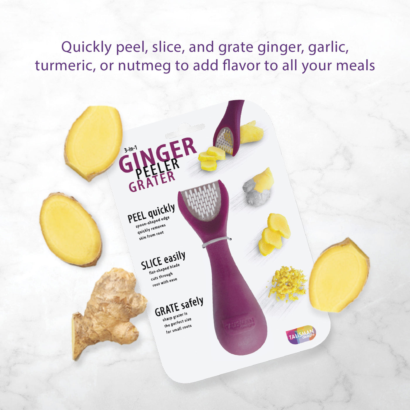 Effortlessly Grate, Slice, and Peel Ginger with Our 3-in-1 Ginger