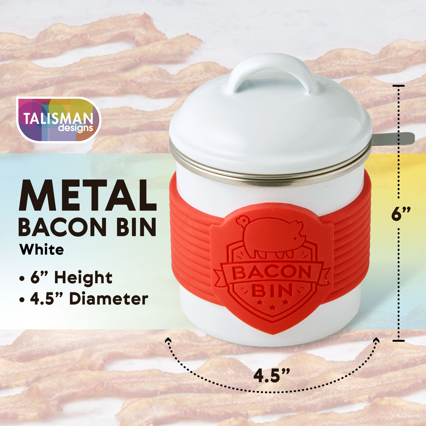 Metal Bacon Bin Grease Holder- Red – Hiwasse Mercantile